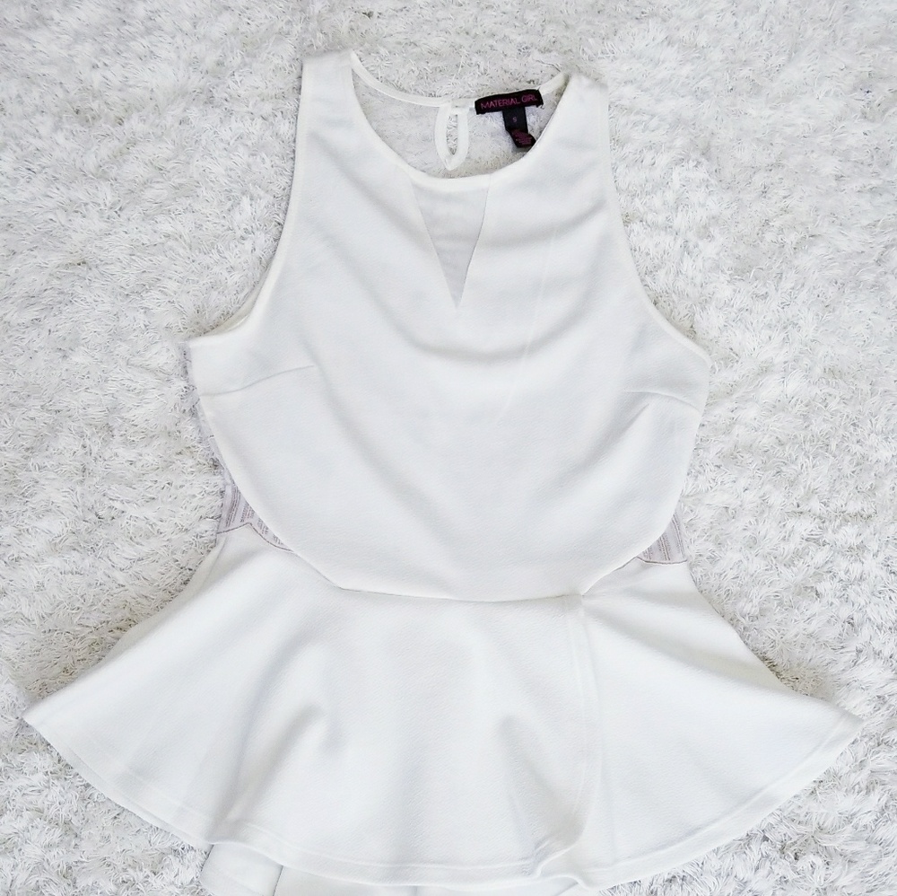 White Peplum Sleeveless Blouse